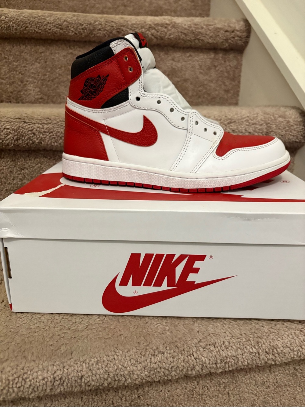 Air Jordan 1 RETRO Men’s High-Top Sneakers — White/Red/Black
